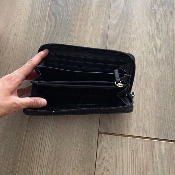 Coach Black Logo Canvas Wallet with Leather Trim - Picture 7 of 11